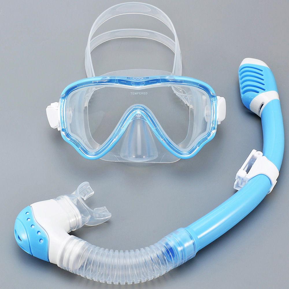 Anti Pollution Mask - キッズダイビングマスクシュノーケルセット、水泳用ゴーグル、強化ガラス、パノラマビュー、漏れ防止、防曇、トレーニング、ドライトップ、若者、男の子、女の子