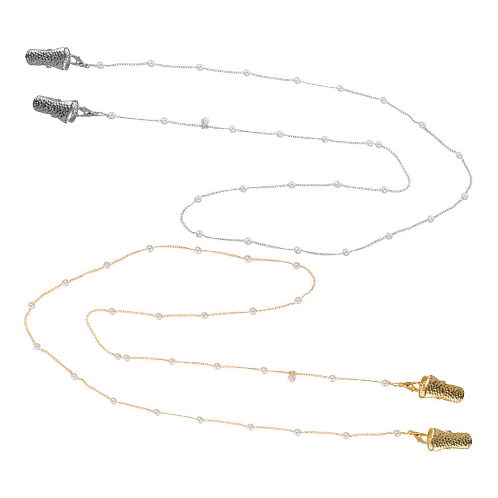 Mask Chain Holder - 2個セット ビーズ付きメガネストラップ 女性用 パールアイグラスチェーン マスクホルダー ネックレス