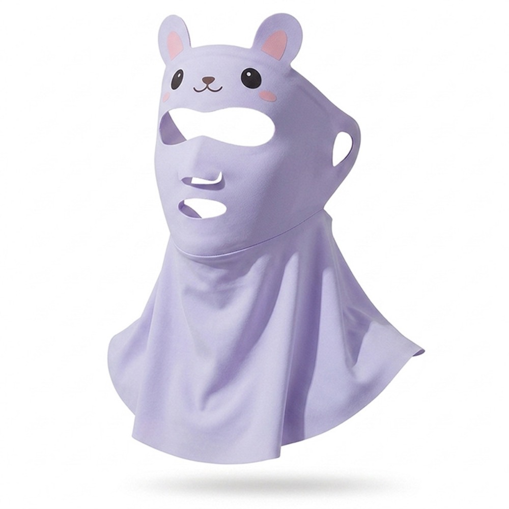 Kids Face Mask - ウサギデザイン子供用日焼け止めマスク軽量薄型通気性抗紫外線フェイスシールド高弾性冷却日よけフェイスカバー