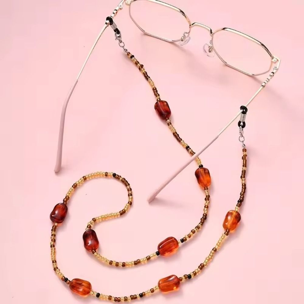 Mask Chain Holder - 滑り止め落下防止メガネマスクサングラスチェーン紛失防止ファッションアンバーガラスメガネチェーンレトロメガネコードホルダー