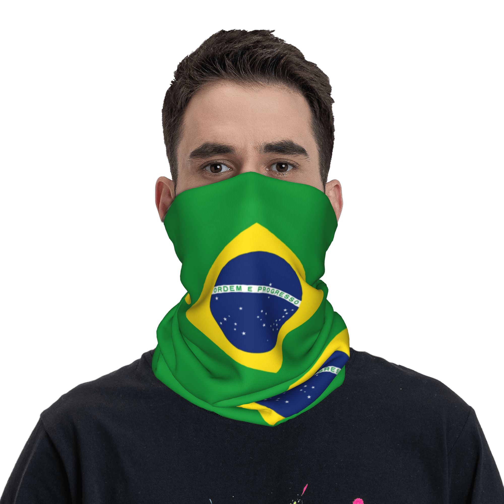 カスタムブラジル国旗バンダナネックウォーマー男女兼用冬スキー - Neck Gaiter Face Cover のレビューと価格