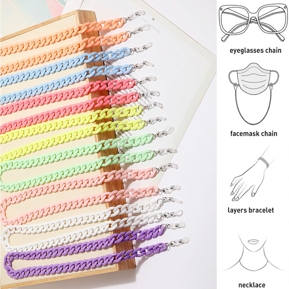 女性用レトロレジンサングラス,滑り止めチェーン,学生用アクリ - Mask Chain Holder のレビューと価格