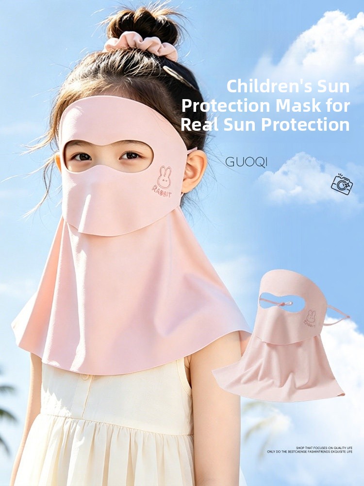 子供用屋外日焼け防止フェイスマスク一体型フルフェイスネックカ - Kids Face Mask のレビューと価格