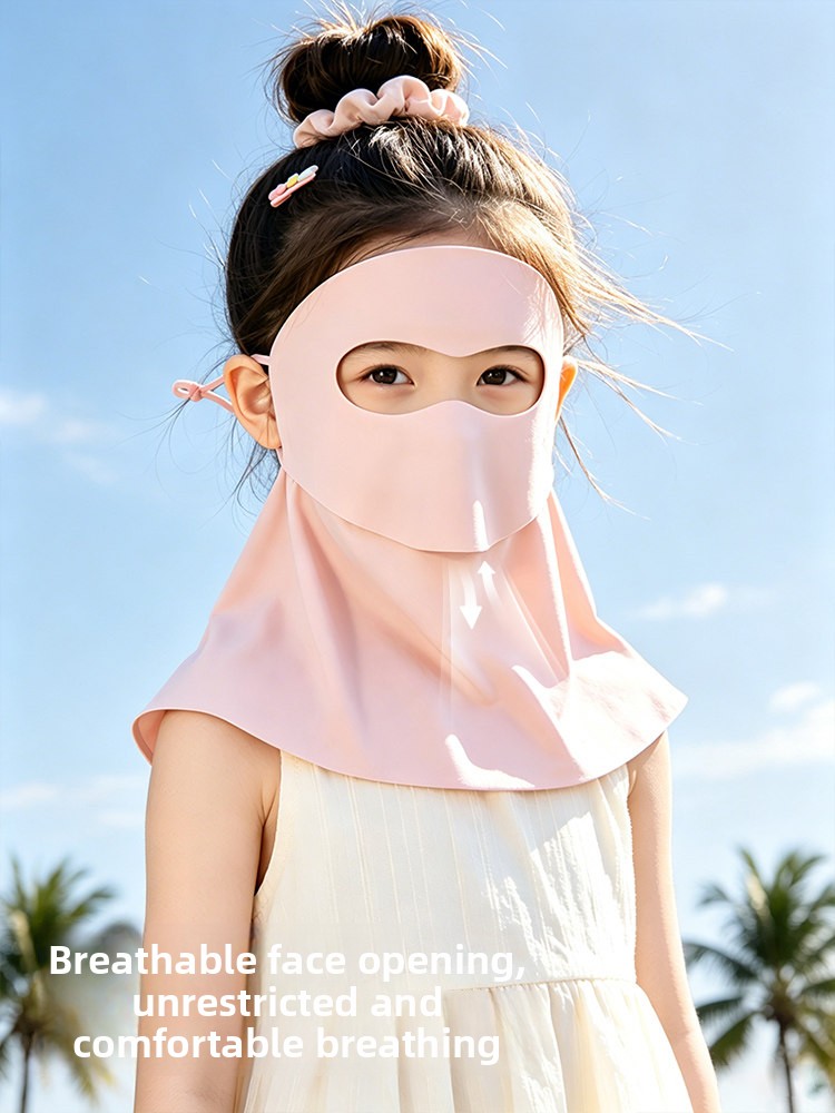 子供用屋外日焼け防止フェイスマスク一体型フルフェイスネックカ - Kids Face Mask のレビューと価格
