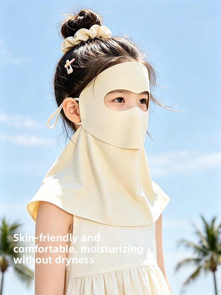 子供用屋外日焼け防止フェイスマスク一体型フルフェイスネックカ - Kids Face Mask のレビューと価格