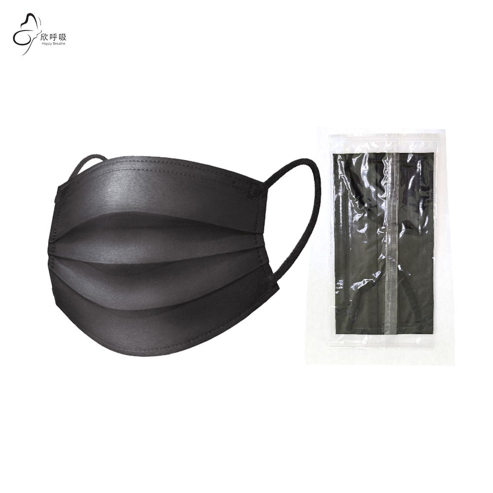 Happy Breathe 3層使い捨てフェイスマスク メル - Black Face Mask Pack のレビューと価格