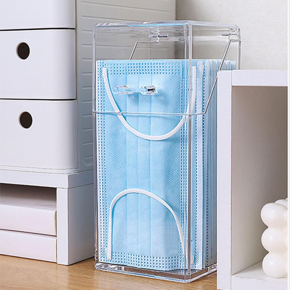 蓋付きフェイスマスクディスペンサー 縦型防塵アクリル収納ホル - Face Mask Storage Box のレビューと価格